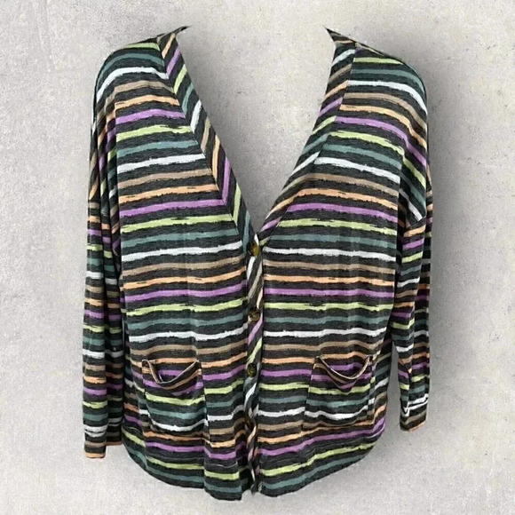 Joyspun multi color striped women's cardigan plus size 3X - Picture 1 of 6